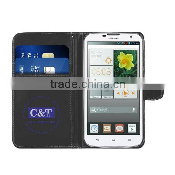 C&T 2015 New Fsahion Best Sell Flip Leather Wallet Cover for Huawei Ascend G730