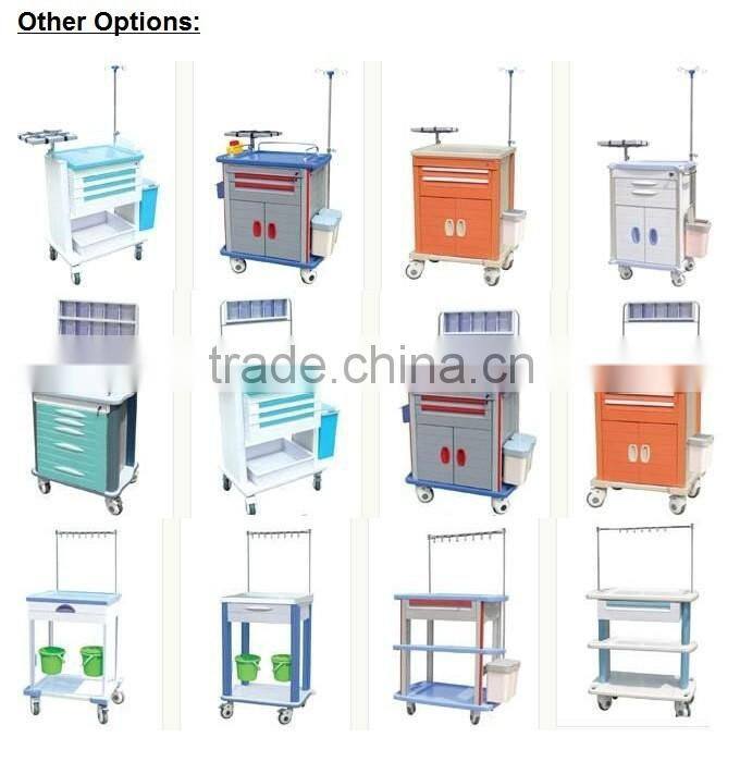 Different color ABS medical treatment trolley,Emergency Medical Trolley