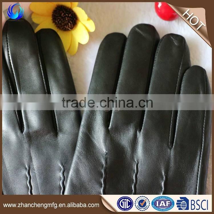 Plain style man winter sheepskin leather gloves for touch screen with high quality
