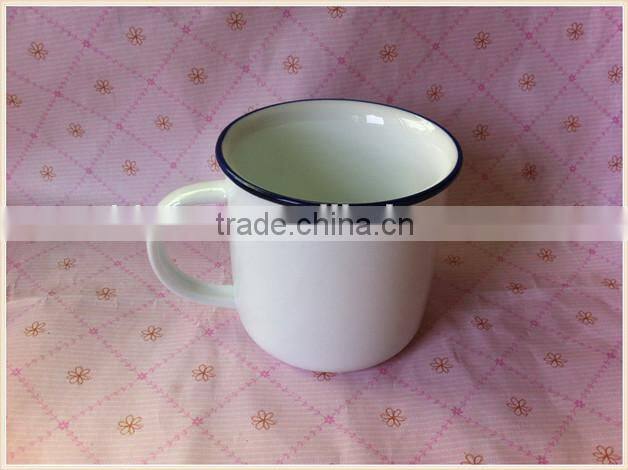 enamel porcelain cup has customize logo enamel mug
