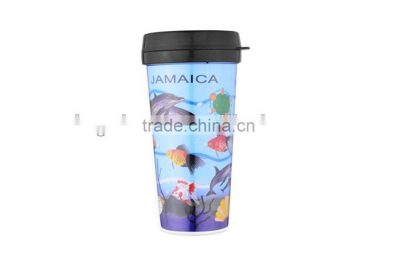 advertisement travel mug paper insert mug 16oz for promotion