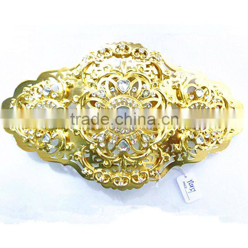 Laste design silver metal waist belt buckles wholesale with crystal stone