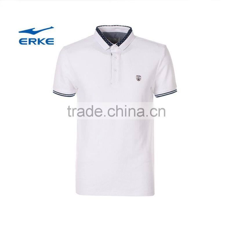 ERKE simple style mens summer leisure mirco collar short sleeve t shirt office cheap wholesale polo