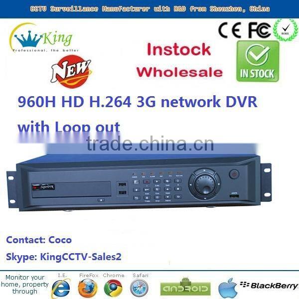 960H 8/16 ch HD H.264 3G network DVR with Loop out embedded hd sdi dvr: HK-S8608F