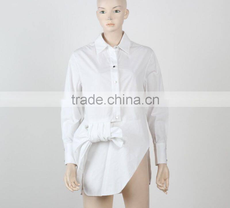 woman casual dress shirt dress chiffon fabric black and white woman clothing Guangzhou