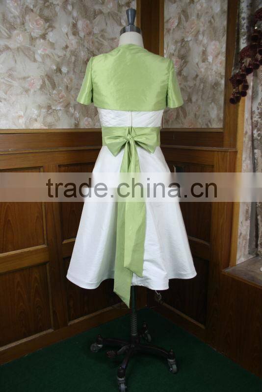 IS-R25 Short white and green organza short dresses for party