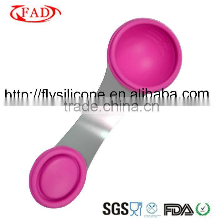 100% Food Grade Safe Baby Silicone Measuring Spoon With Stainless Steel Handle