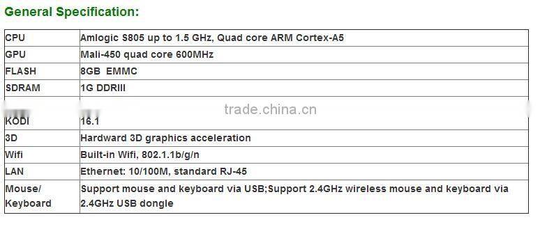2016 New Arrival Freesat Amlogic S805 Android 4.4 1G/8G Android OTT Smart TV Box Quad Core Kodi XBMC Ethernet Wifi TV Box
