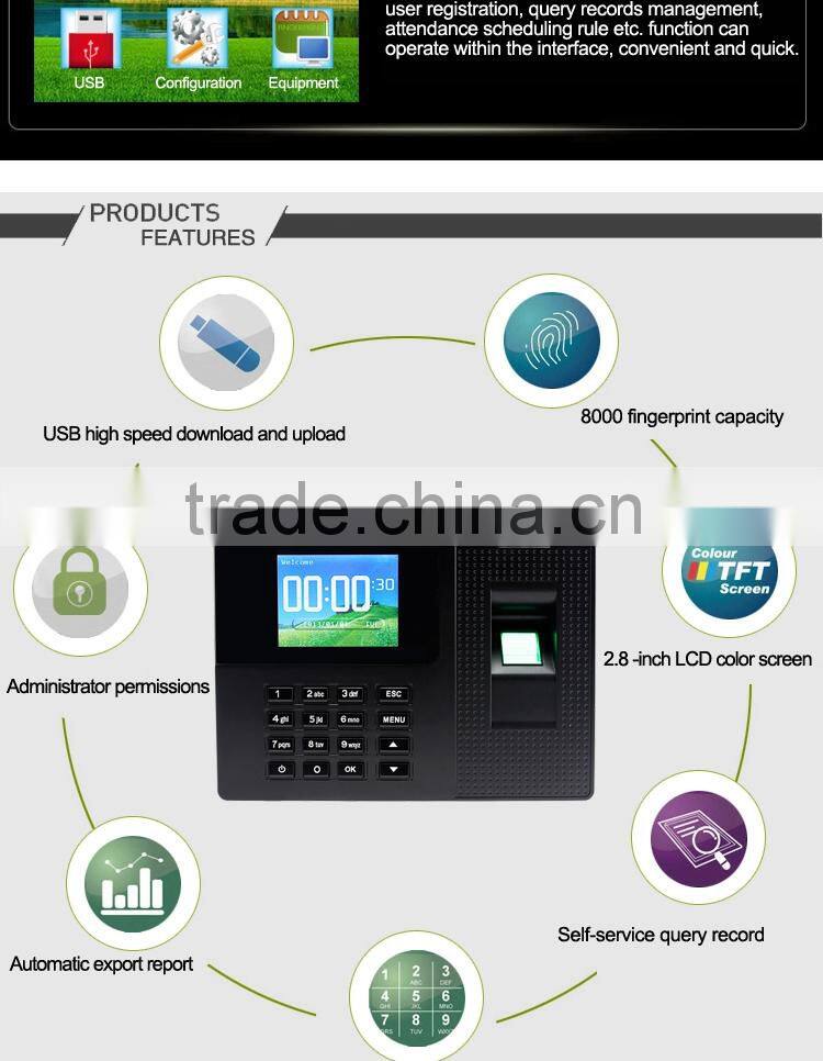 TCP/IP Fingerprint Time Attendance System with Multi Languages