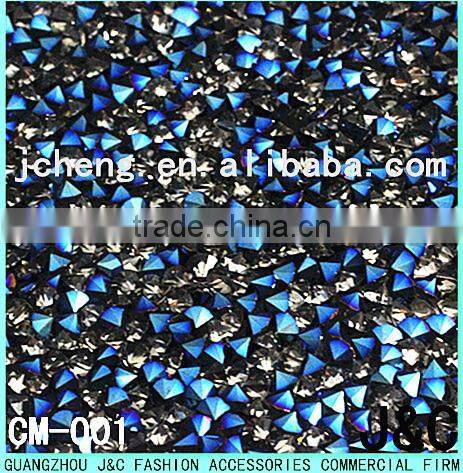 2016 new black color rose flower shaped lace hot fix crystal rhinestone mesh