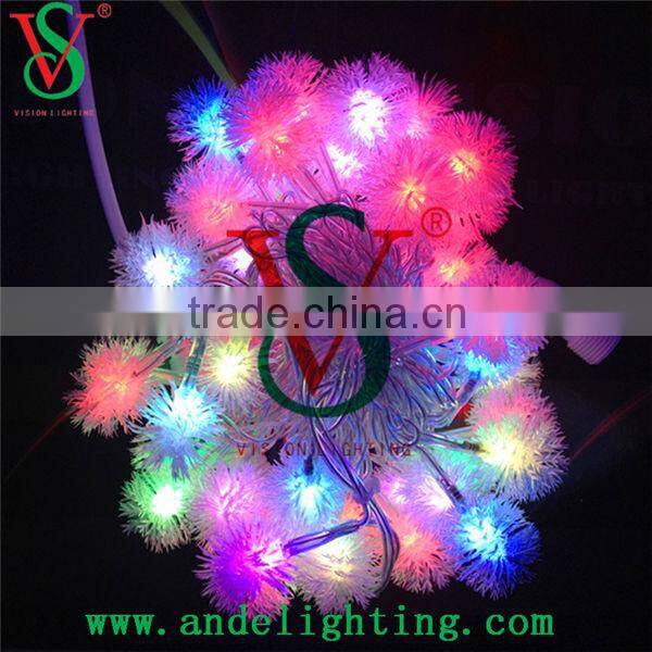 LED Holiday RGB Fluffy Ball String Light Changing Color wedding decoration