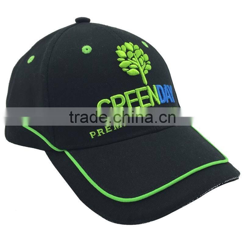 6-Panel custom your own hat with raised embroidered pattern baseball cap with metal buckle