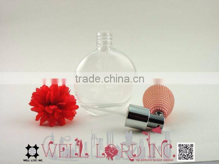 Round body perfume bulb atomizer with flower and pearl decoration