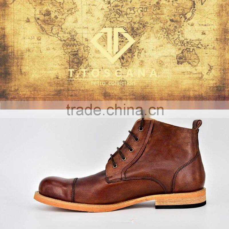 T.TOSCANA retro style genuine cow leather boots shoes for men