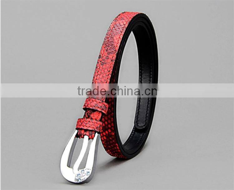 Jranter Colorful Genuine Python Leather Women Belt Stainless Steel Buckle