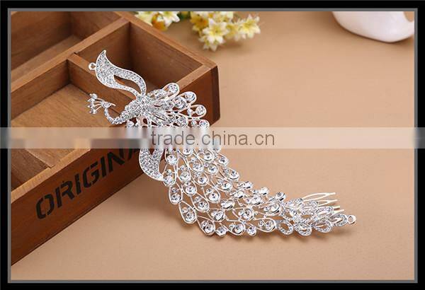 MYLOVE 2015 Hot Sale crystal peacock rhinestone hair accessory handmade hair combs MLF113