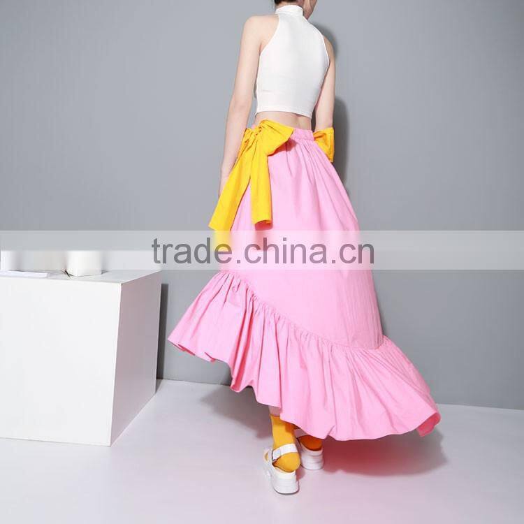 2016 New Multi-wear Big Bow Slash Neck Flouncing Ruffles Hem Strapless Off Shoulder Dress Women Summer