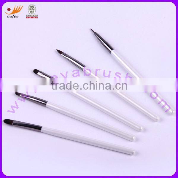 Latest Fashion Pearl White Travel/Portable Cosmetic Brush Set with Real Hair & Nylon hair