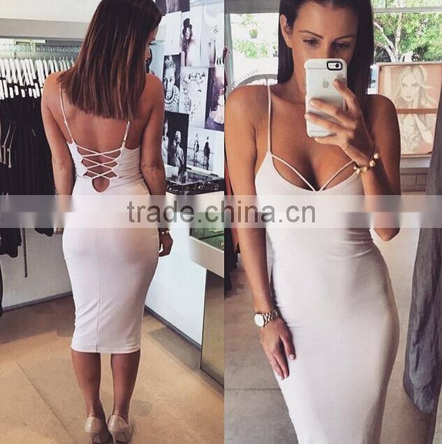 2015 Sexy Women Backless halterneck Slim Cocktail Bodycon Bandage Wrap Dress Casual Dress Designs for Pakistani Girls