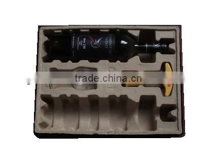 Biodegradable paper pulp wine packaging tray and box
