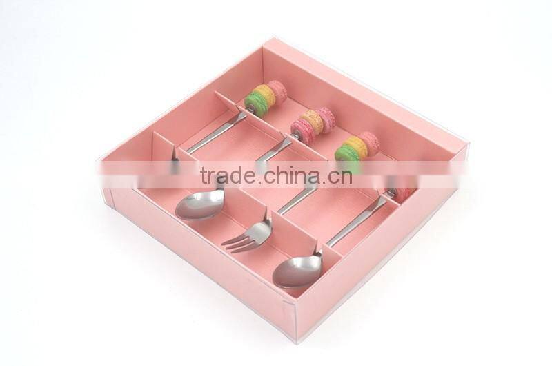 Special design EU standard metal spoon and fork with resin handle for promotion