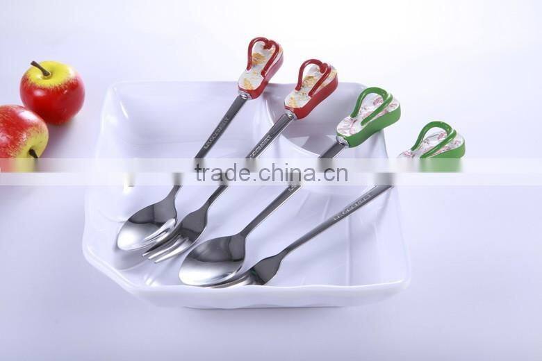 Unique design long handle flatware set polystone handle cutlery