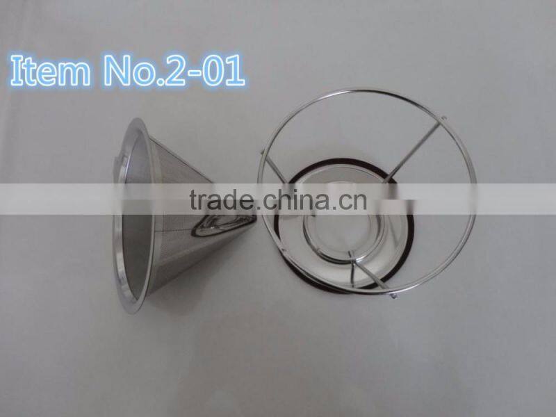 Stainless Steel Cone Coffee Filter maker dripper with stand for 2-4 cups