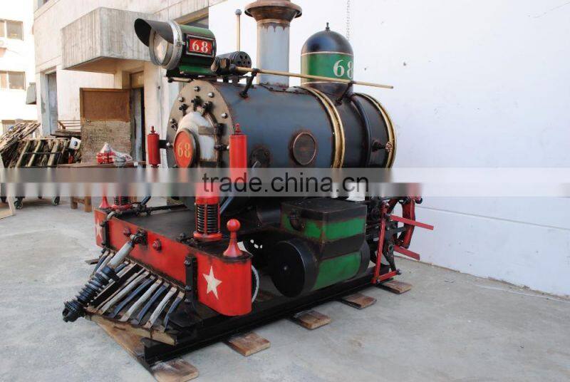 Outdoor steam train with christmas decotation