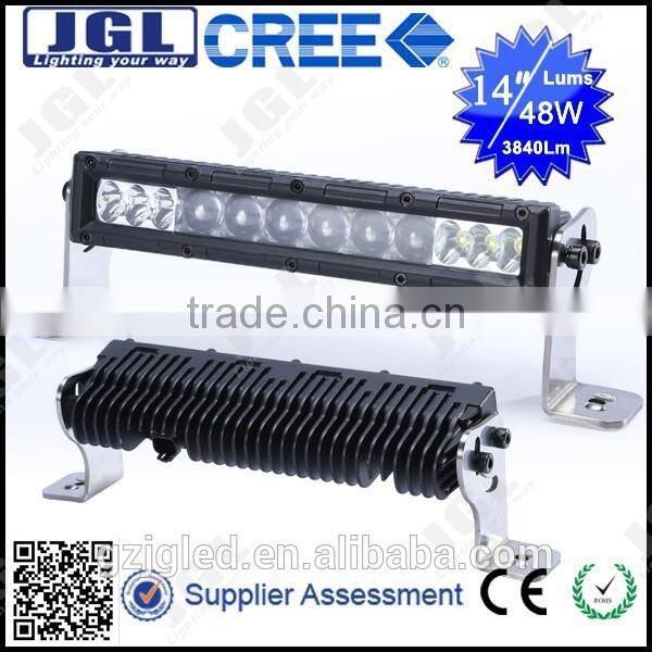 factory direct offer 10-30v 48w 12 led light bar with Emark car led light bar 12v 24v 15 inch single row led light bar
