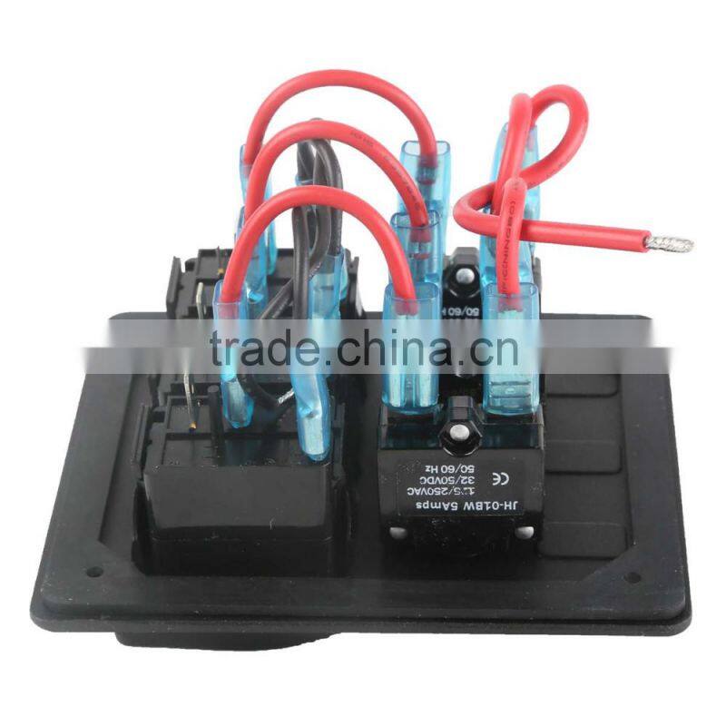 Marine/Boat/RV/Yacht 3 Gang Aluminum LED Waterproof Rocker Switch Panel