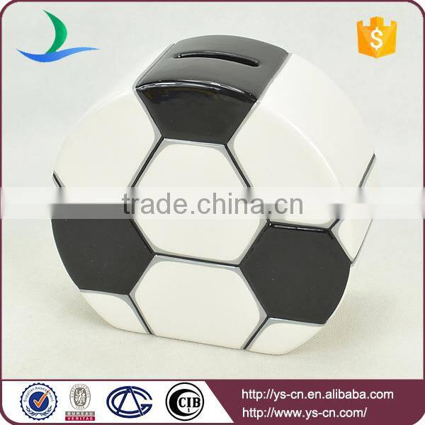Cute football shape ceramic money safe box