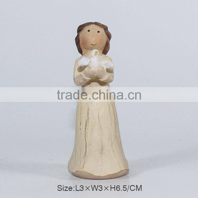 Resin praying mini girl statue