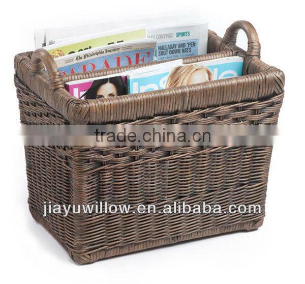 Hotsale light wicker magazine basket for storing books