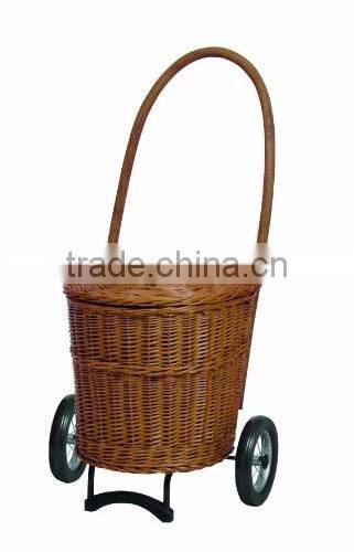 wholesale wicker shopping cart on wheels