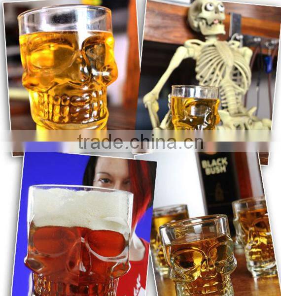 High Clear skull glass mug skull beer stein