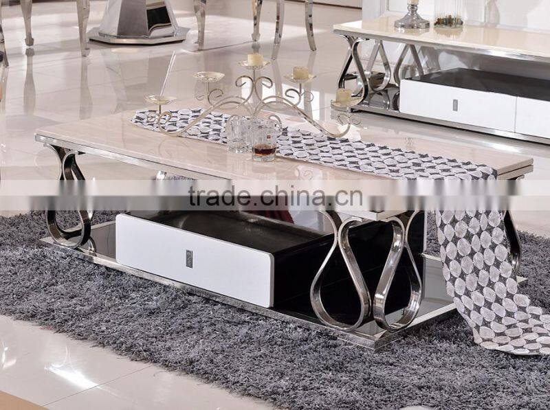 C387 Italian Marble Corner Table Square Coffee Table