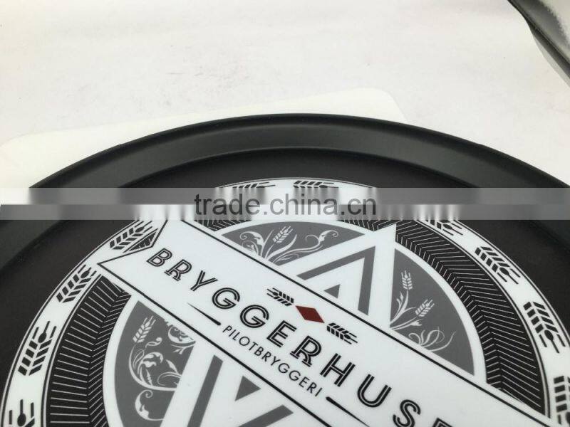 PS Dia 33.2cm Plastic transparent round snack serving tray/TPR anti-skid anti-slip tray