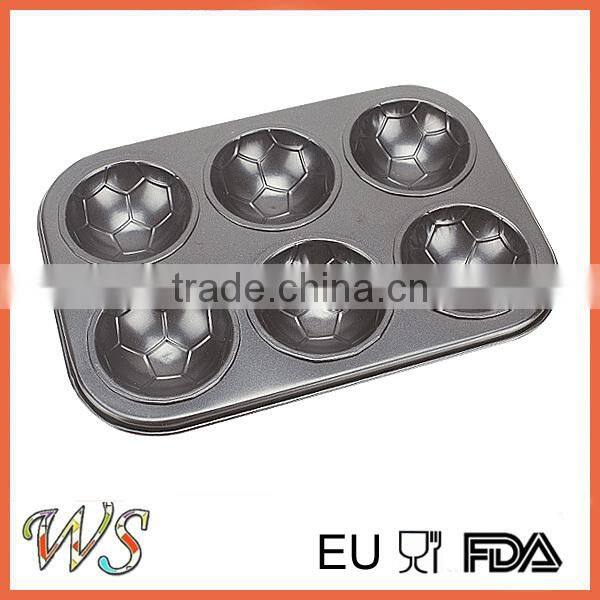 6 Cups Non-stick Carbon Steel Soccer Shape Cake Mould