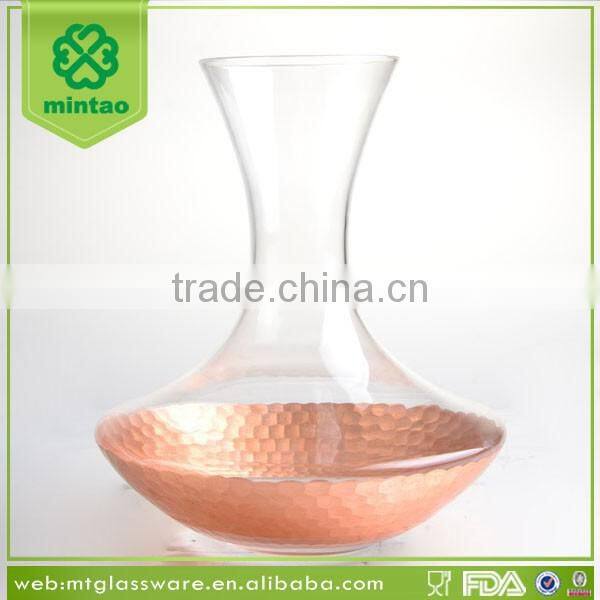 Copper decal round novelty glass wine decanter and wine glass