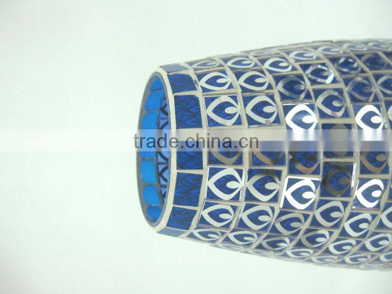 White with Blue Fashion Peacock Feather Pattern Handmade Decorative Flower Vase