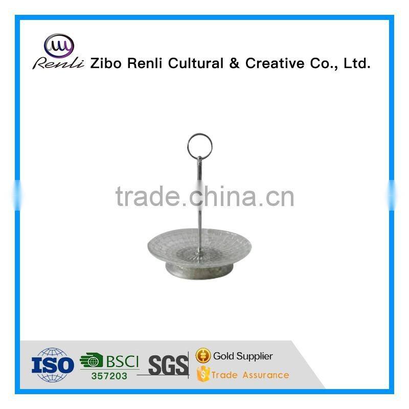 2 Tiers Antique Clear Murano Decorative Threaded Deep Glass Fruit Plate