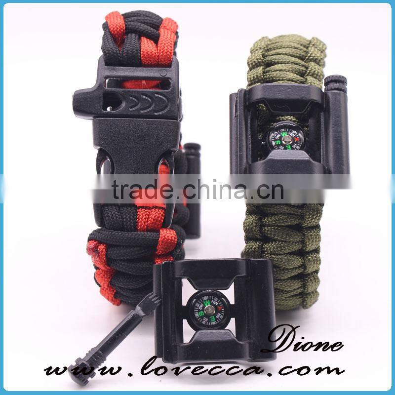 Popular Compass Whistle Buckle Multifunctional Paracord Survival Kit Bracelet With Bottle Opener