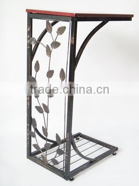 RH-4424 Metal accent wooden table Vine Leaf Design modern Sofa Side Table