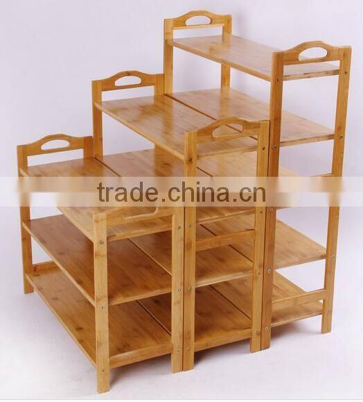 Simple wooden bamboo shoe rack