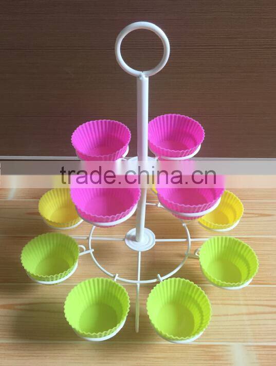 2-tier wire metal iron rack- Cupcake Stand- silicone cake mould