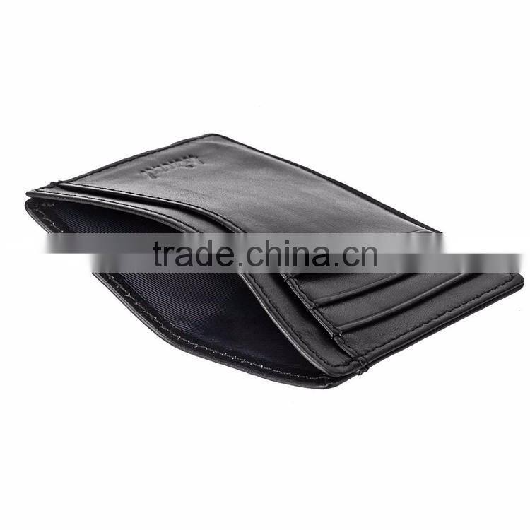 TIANHOOO black 100% soft sheepskin genuine leather credit card holder