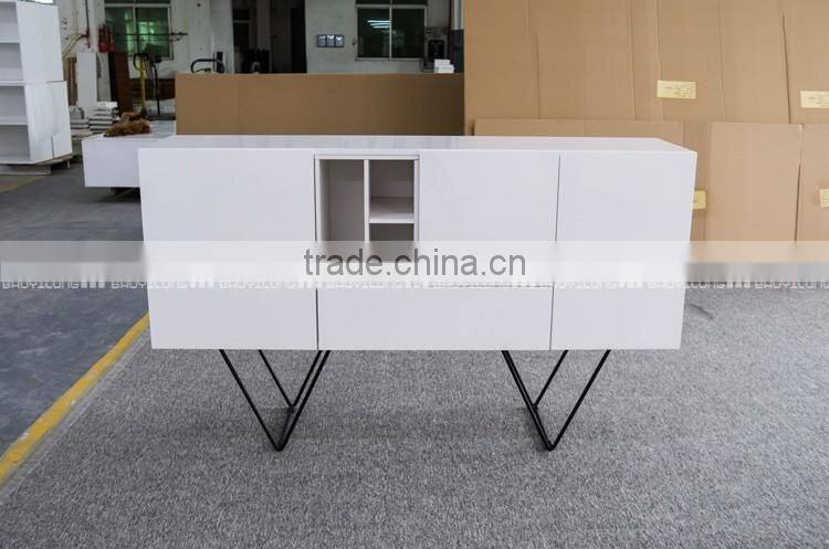 High Gloss Dining Cabinet With Black Solid Iron Legs H-828