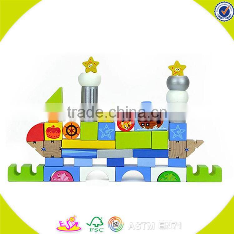 Wholesale creative wooden building blocks track toy brain training wooden blocks track toy W13A019