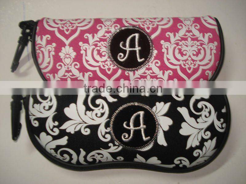 Flower Printed Neoprene Glasses Case/Zipper Gift Pencil Bag