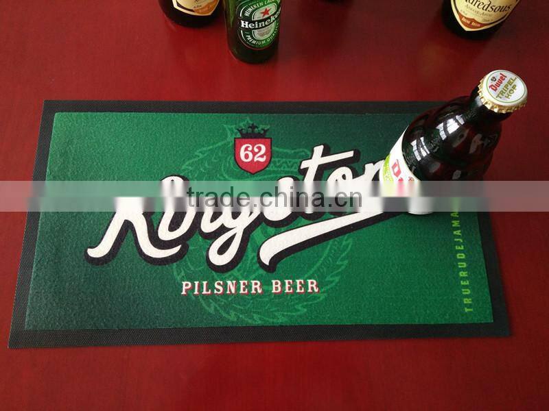 custom full color club non woven fabric promotional rubber bar mat